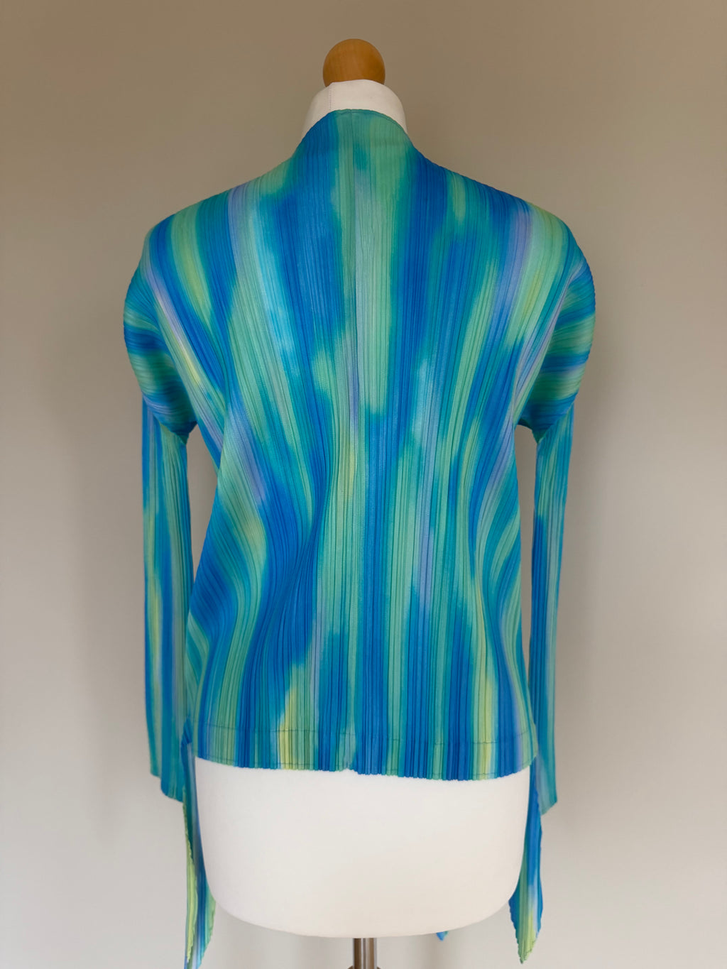 Issey Miyake Pleats Please SS05 Gradient Cross Front Draped Cardigan Top - M/L (4)