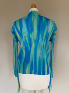 Issey Miyake Pleats Please SS05 Gradient Cross Front Draped Cardigan Top - M/L (4)