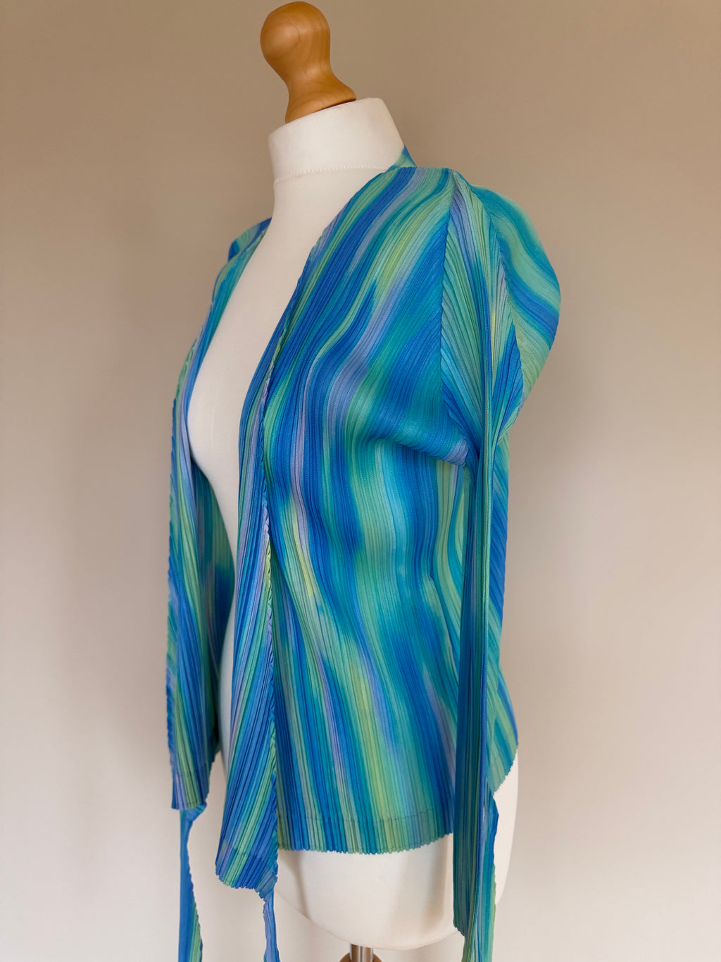 Issey Miyake Pleats Please SS05 Gradient Cross Front Draped Cardigan Top - M/L (4)