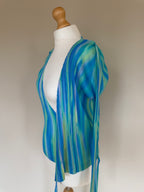Issey Miyake Pleats Please SS05 Gradient Cross Front Draped Cardigan Top - M/L (4)