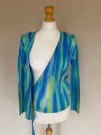 Issey Miyake Pleats Please SS05 Gradient Cross Front Draped Cardigan Top - M/L (4)