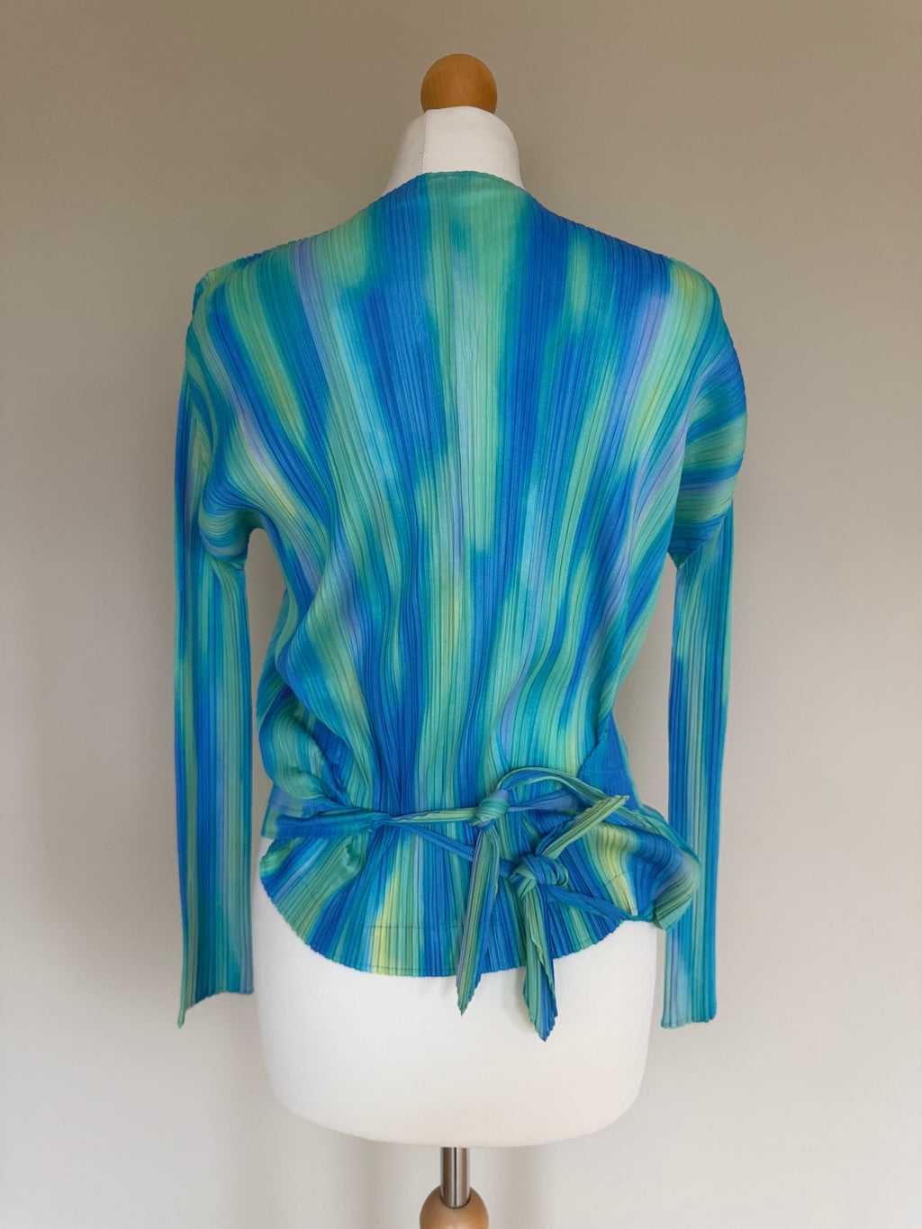 Issey Miyake Pleats Please SS05 Gradient Cross Front Draped Cardigan Top - M/L (4)