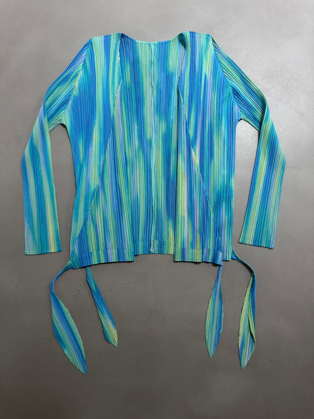 Issey Miyake Pleats Please SS05 Gradient Cross Front Draped Cardigan Top - M/L (4)