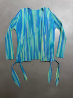 Issey Miyake Pleats Please SS05 Gradient Cross Front Draped Cardigan Top - M/L (4)