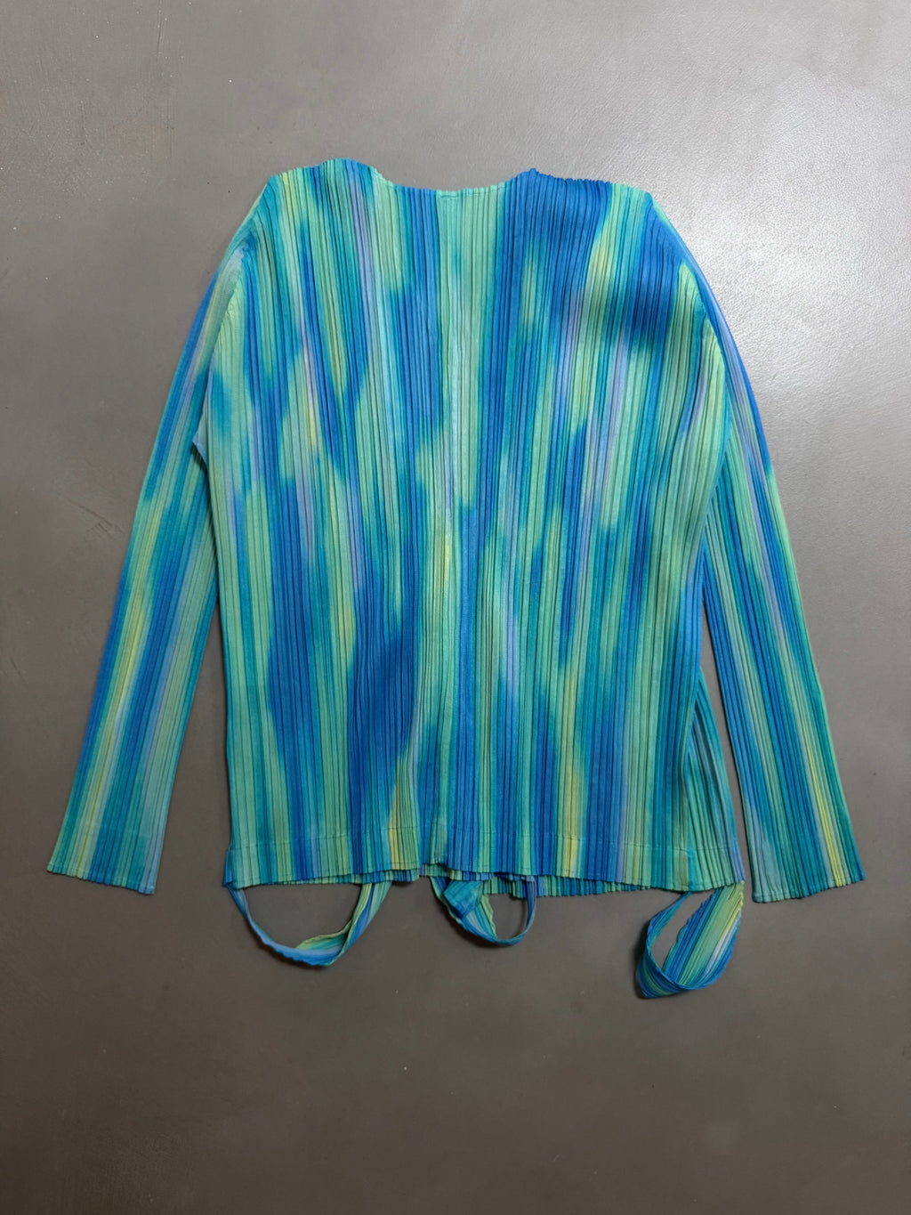 Issey Miyake Pleats Please SS05 Gradient Cross Front Draped Cardigan Top - M/L (4)