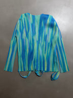 Issey Miyake Pleats Please SS05 Gradient Cross Front Draped Cardigan Top - M/L (4)