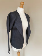 Issey Miyake Pleats Please AW10 Charcoal Grey Crossover Wrap Cardigan Jacket with Pockets - M/L (4)