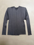 Issey Miyake Pleats Please AW10 Charcoal Grey Crossover Wrap Cardigan Jacket with Pockets - M/L (4)