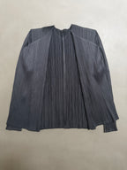 Issey Miyake Pleats Please AW10 Charcoal Grey Crossover Wrap Cardigan Jacket with Pockets - M/L (4)
