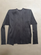 Issey Miyake Pleats Please AW10 Charcoal Grey Crossover Wrap Cardigan Jacket with Pockets - M/L (4)