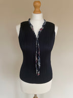 Issey Miyake Pleats Please SS03 Sleeveless Top with Tartan Plaid Ruffled Neck Tie - M (3)