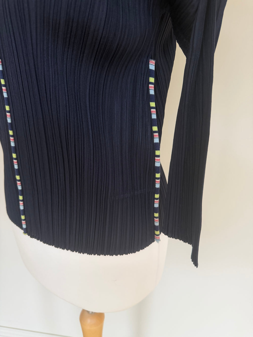 Issey Miyake Pleats Please AW04 Long Sleeve Top with Rainbow Stitched Trim - M (3)