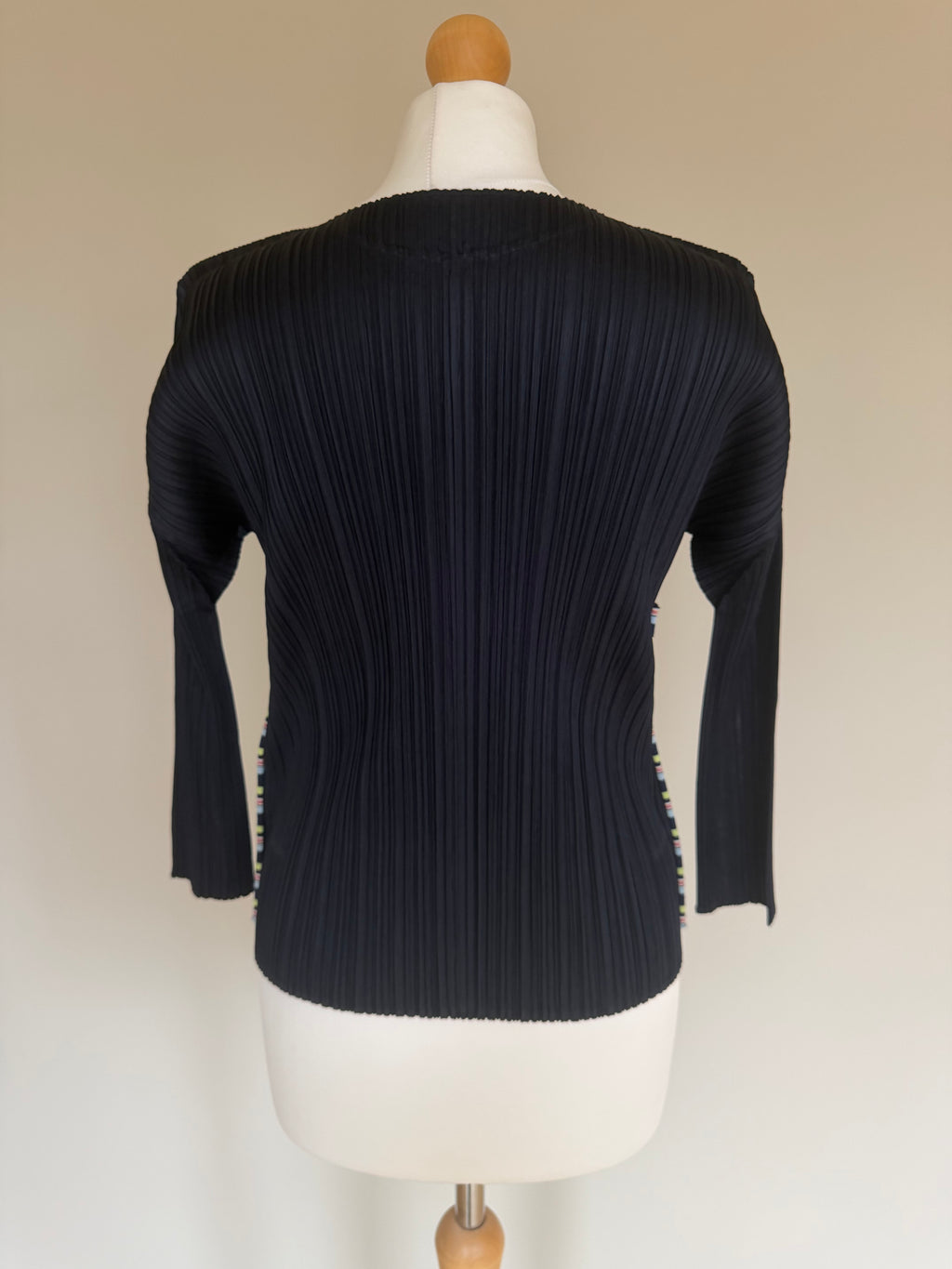 Issey Miyake Pleats Please AW04 Long Sleeve Top with Rainbow Stitched Trim - M (3)