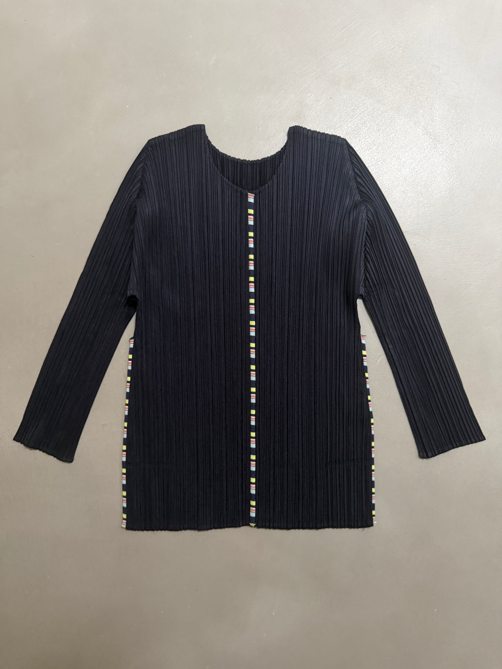 Issey Miyake Pleats Please AW04 Long Sleeve Top with Rainbow Stitched Trim - M (3)