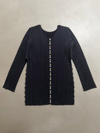 Issey Miyake Pleats Please AW04 Long Sleeve Top with Rainbow Stitched Trim - M (3)