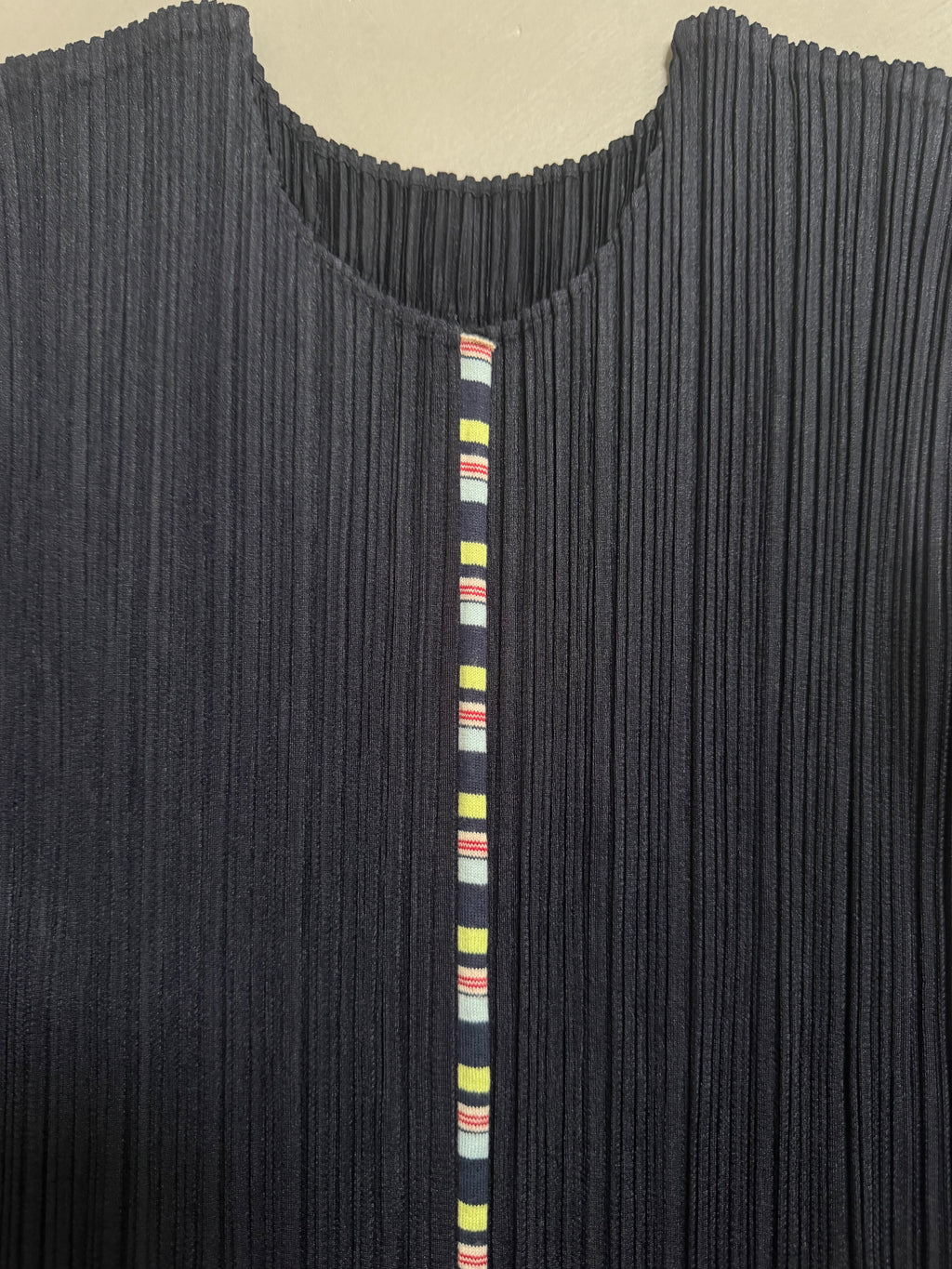 Issey Miyake Pleats Please AW04 Long Sleeve Top with Rainbow Stitched Trim - M (3)