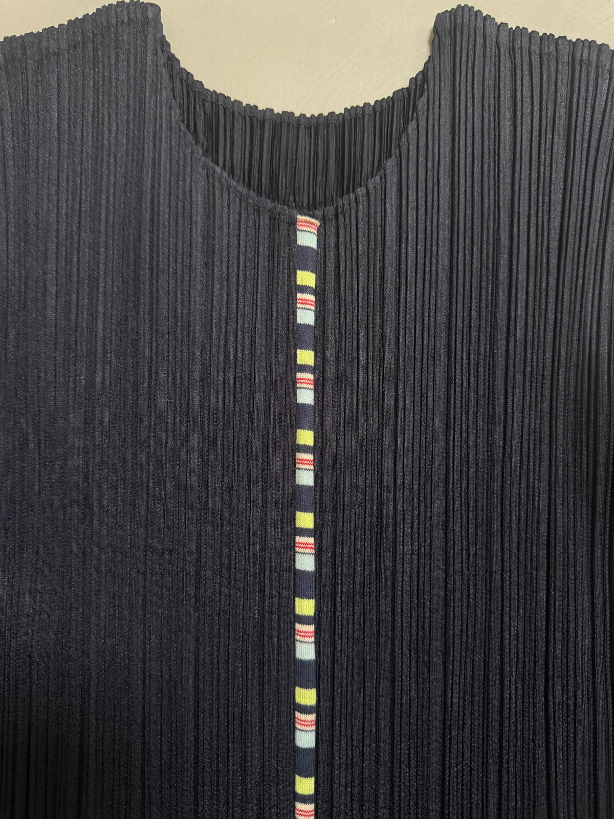 Issey Miyake Pleats Please AW04 Long Sleeve Top with Rainbow Stitched Trim - M (3)