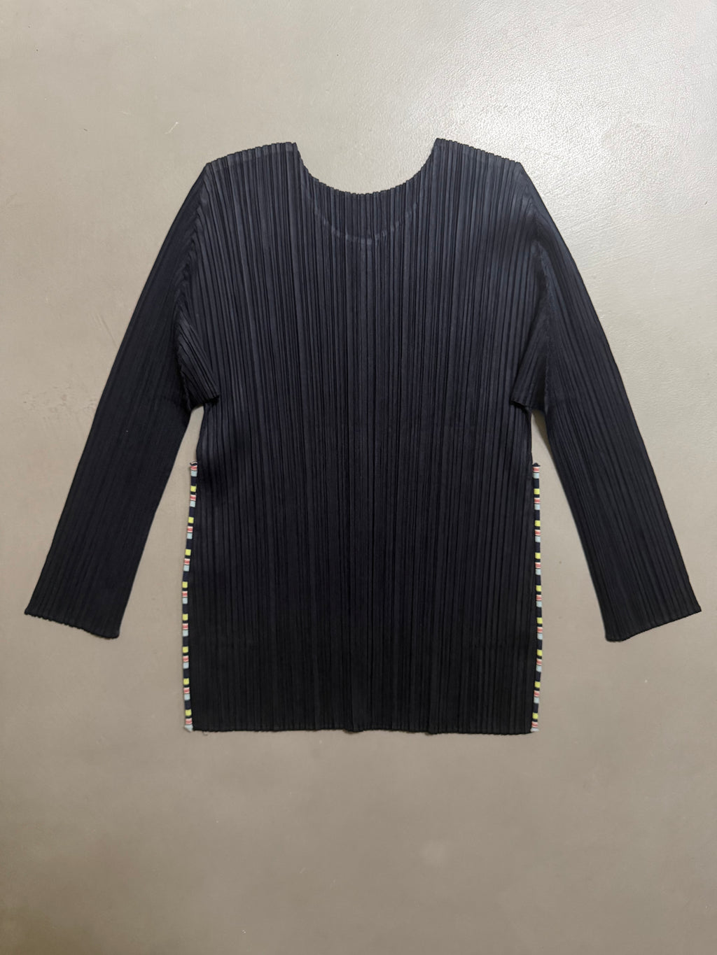 Issey Miyake Pleats Please AW04 Long Sleeve Top with Rainbow Stitched Trim - M (3)