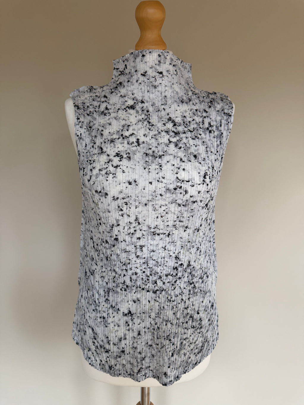 Issey Miyake Pleats Please SS07 Speckled Marble High Neck Sleeveless Top - M (3)