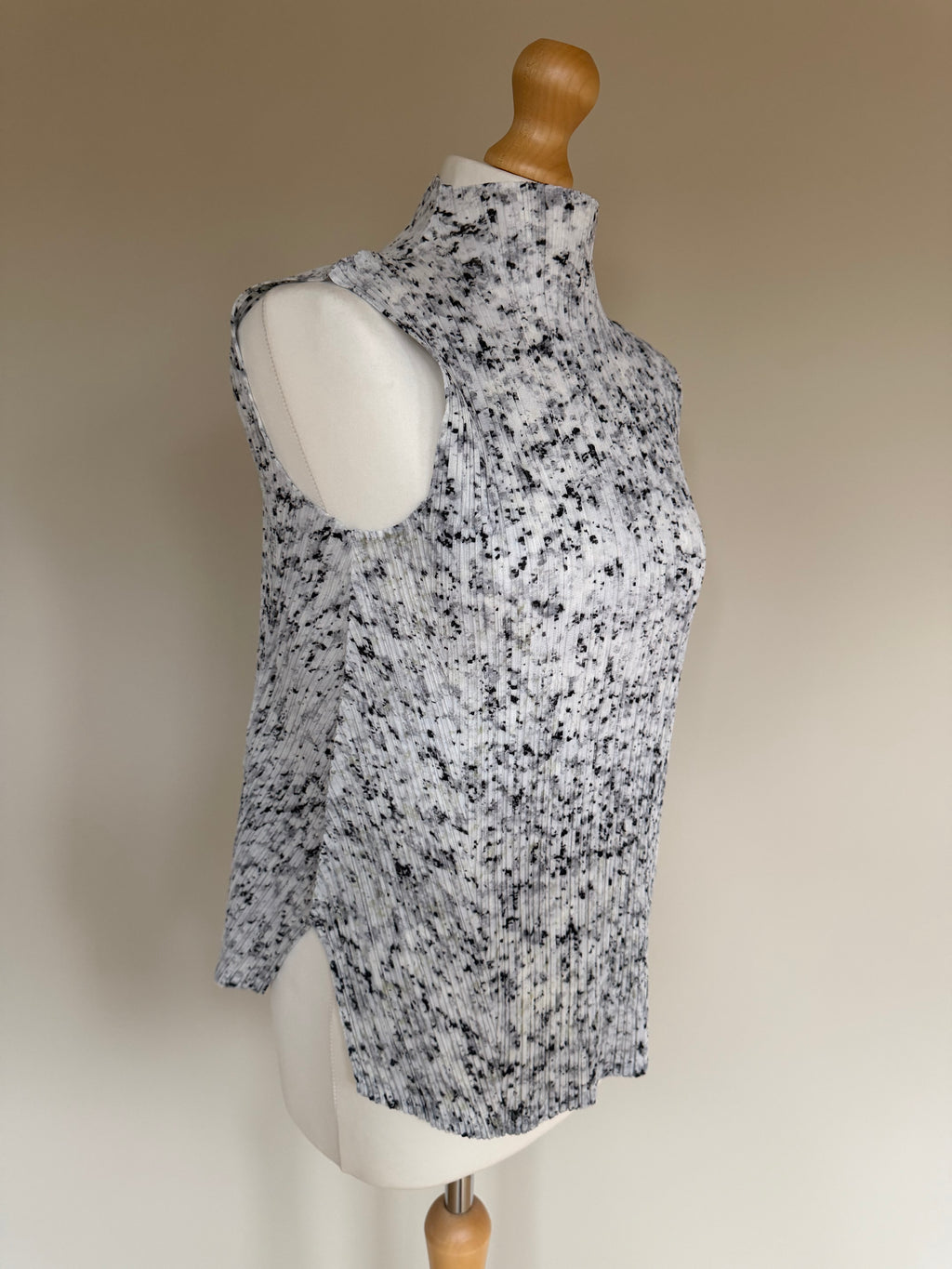 Issey Miyake Pleats Please SS07 Speckled Marble High Neck Sleeveless Top - M (3)
