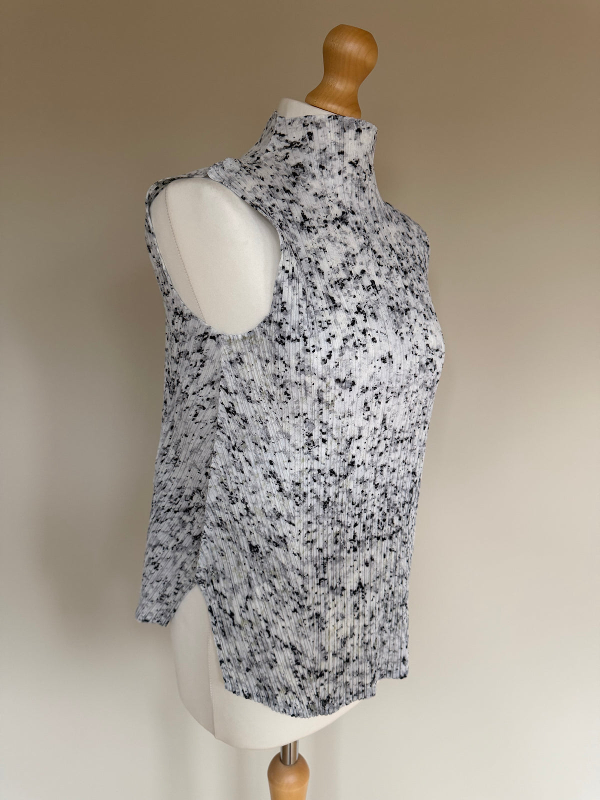 Issey Miyake Pleats Please SS07 Speckled Marble High Neck Sleeveless Top - M (3)