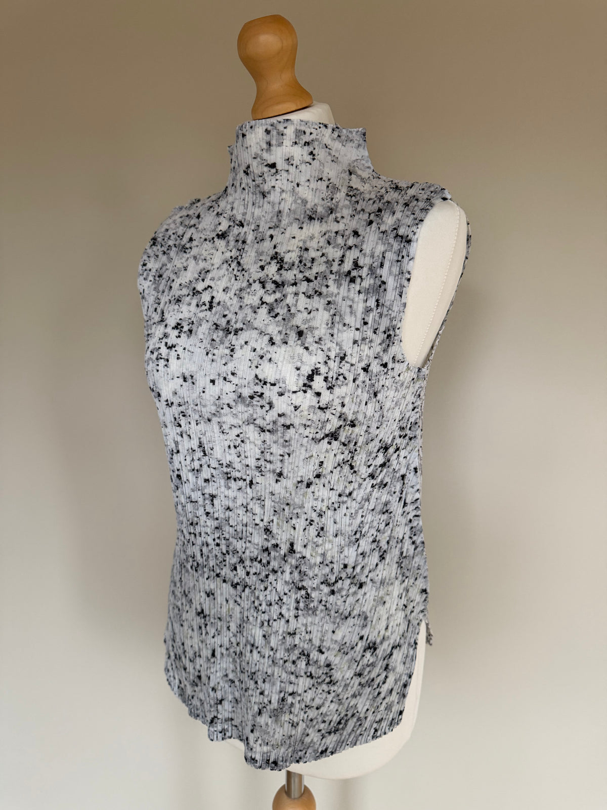 Issey Miyake Pleats Please SS07 Speckled Marble High Neck Sleeveless Top - M (3)