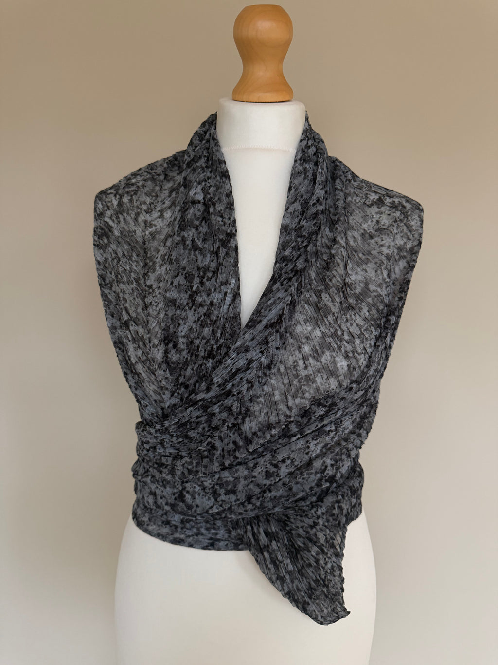 Issey Miyake Pleats Please 2007 Speckled Marble Scarf Wrap Pleated Shawl - OS