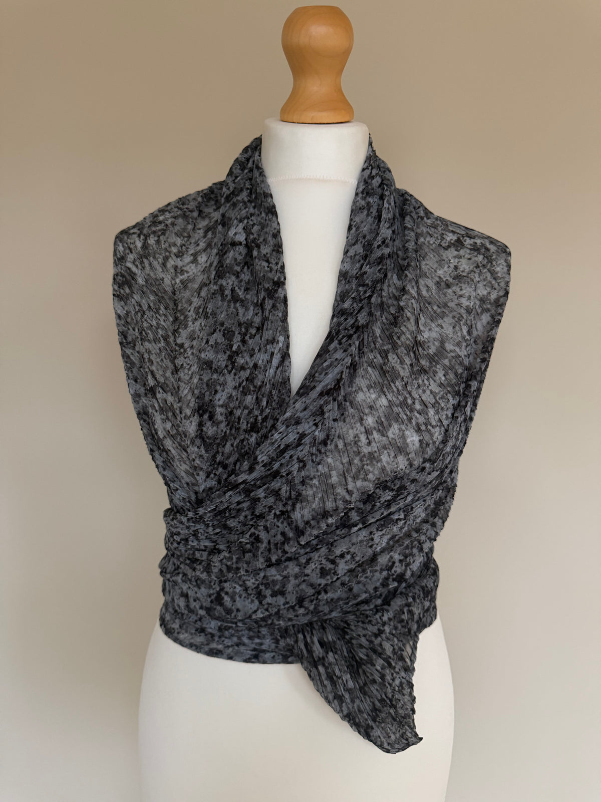 Issey Miyake Pleats Please 2007 Speckled Marble Scarf Wrap Pleated Shawl - OS