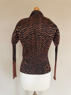 Issey Miyake Pleats Please AW98 Brown Zigzag Tiger Striped Button Down Shirt - M (3)