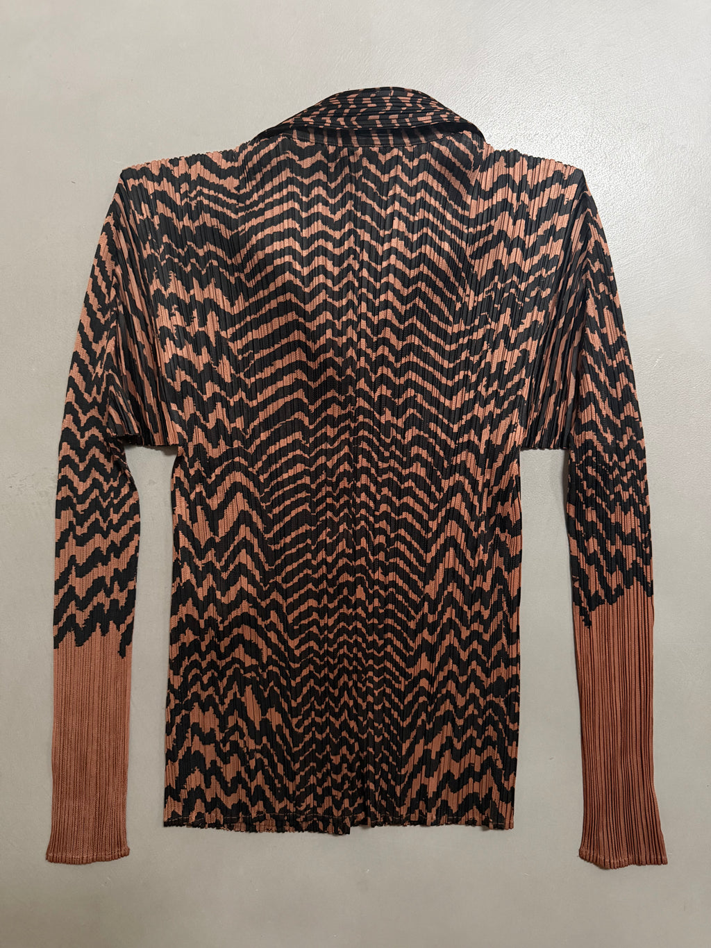 Issey Miyake Pleats Please AW98 Brown Zigzag Tiger Striped Button Down Shirt - M (3)