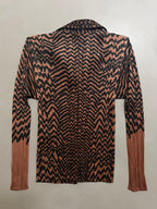 Issey Miyake Pleats Please AW98 Brown Zigzag Tiger Striped Button Down Shirt - M (3)