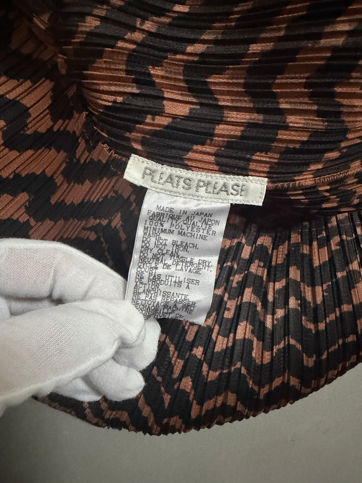 Issey Miyake Pleats Please AW98 Brown Zigzag Tiger Striped Button Down Shirt - M (3)