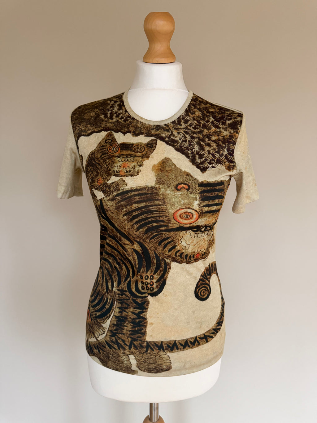 Issey Miyake Pleats Please AW98 Folk Art Tiger Short Sleeve T-Shirt - M (3)