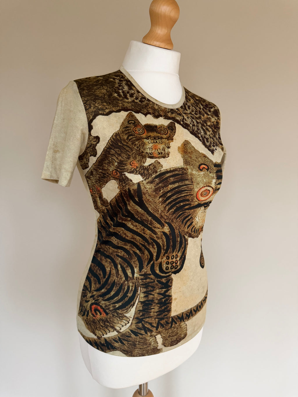 Issey Miyake Pleats Please AW98 Folk Art Tiger Short Sleeve T-Shirt - M (3)