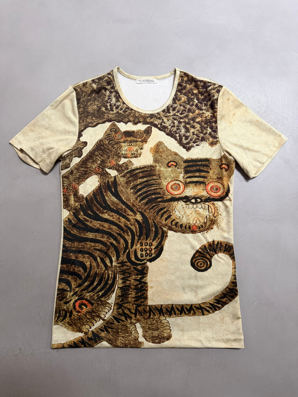 Issey Miyake Pleats Please AW98 Folk Art Tiger Short Sleeve T-Shirt - M (3)