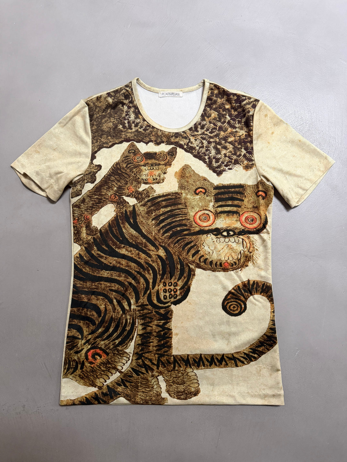 Issey Miyake Pleats Please AW98 Folk Art Tiger Short Sleeve T-Shirt - M (3)