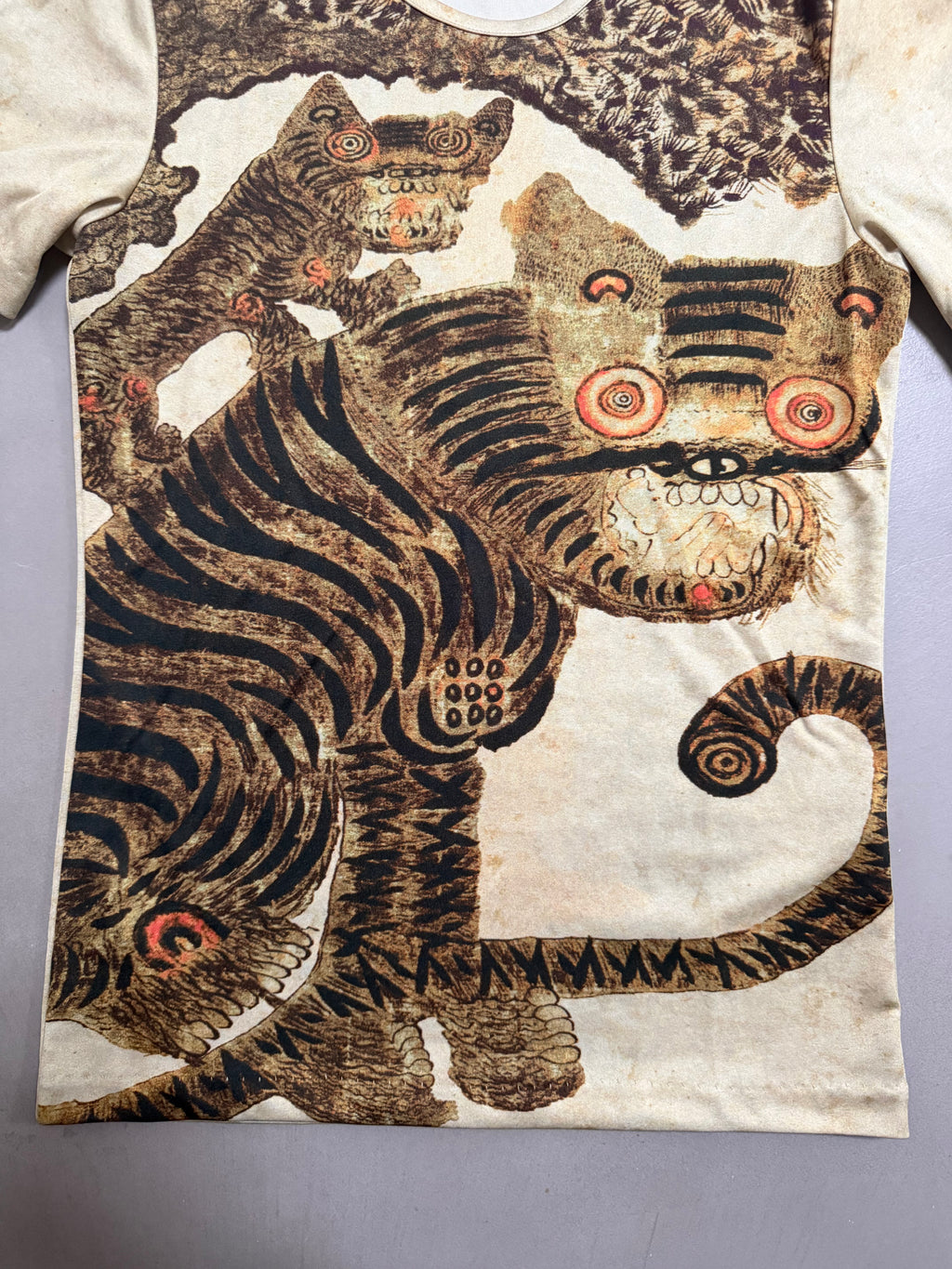 Issey Miyake Pleats Please AW98 Folk Art Tiger Short Sleeve T-Shirt - M (3)