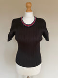 Issey Miyake Pleats Please AW97 Short Sleeve Top with Embroidered Collar - L (4)