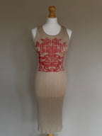 Issey Miyake Pleats Please AW98 Sleeveless Tank Dress with Asian Folk Art Graphic - M (3)