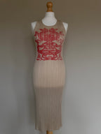 Issey Miyake Pleats Please AW98 Sleeveless Tank Dress with Asian Folk Art Graphic - M (3)