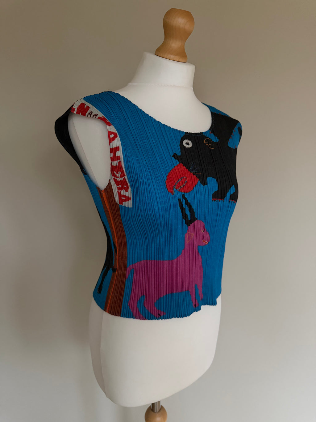 Issey Miyake Pleats Please AW99 Animal Folk Art Sleeveless Top - L (4)