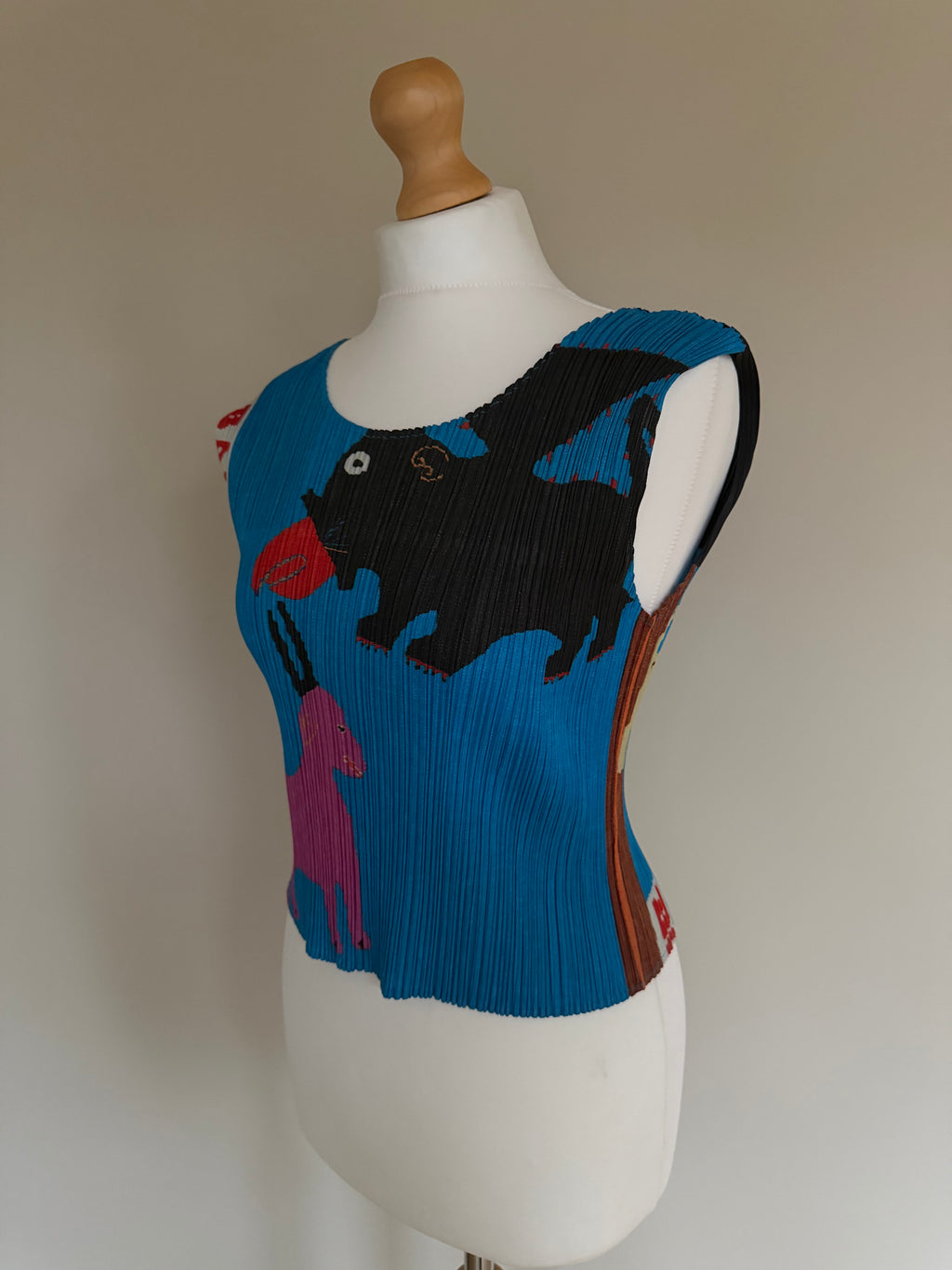 Issey Miyake Pleats Please AW99 Animal Folk Art Sleeveless Top - L (4)