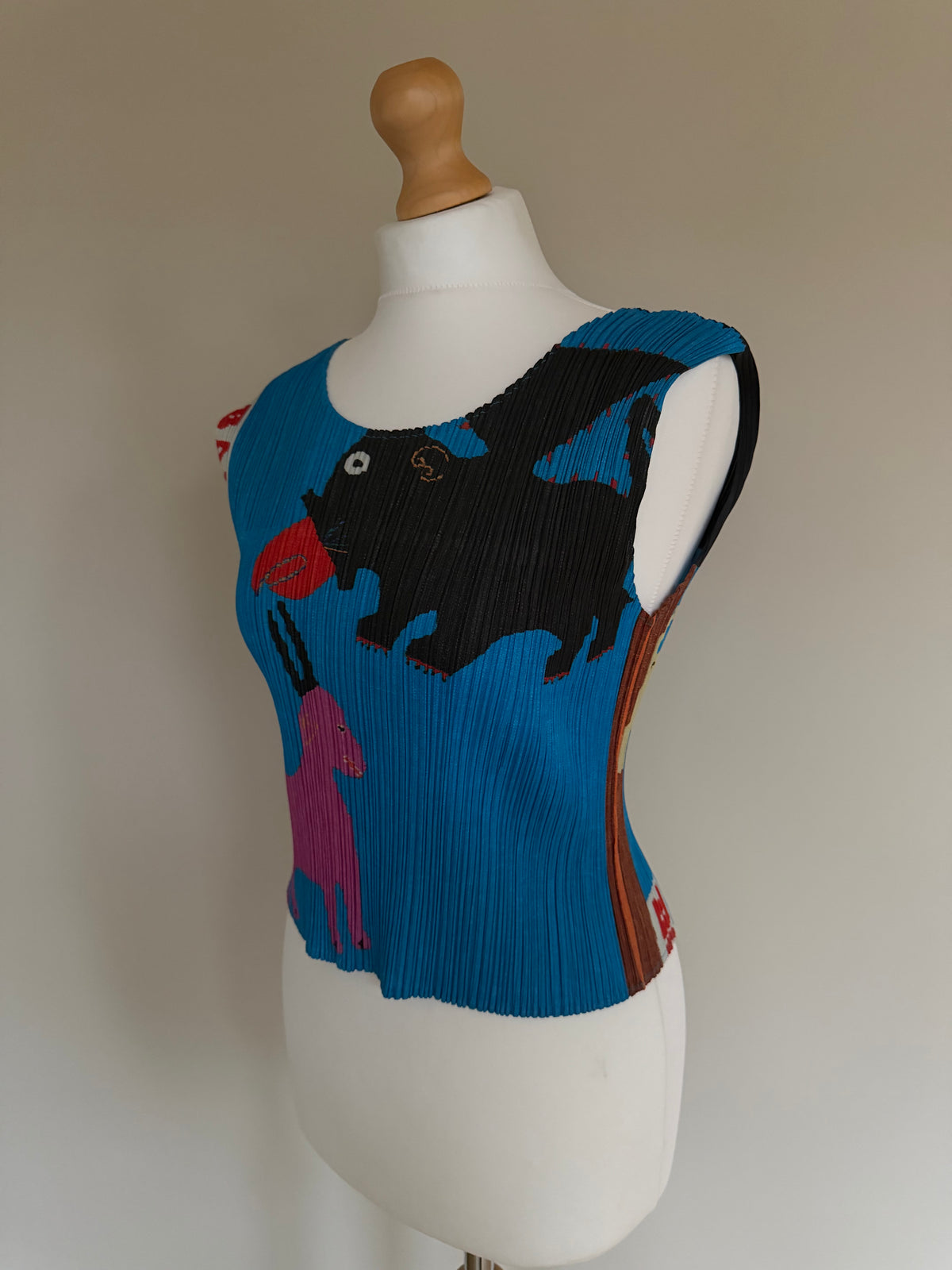 Issey Miyake Pleats Please AW99 Animal Folk Art Sleeveless Top - L (4)