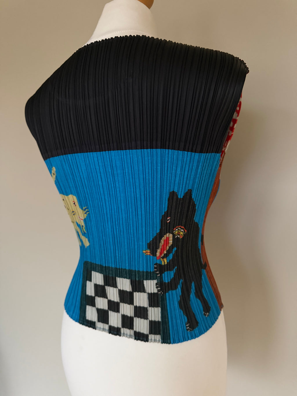 Issey Miyake Pleats Please AW99 Animal Folk Art Sleeveless Top - L (4)