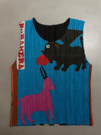 Issey Miyake Pleats Please AW99 Animal Folk Art Sleeveless Top - L (4)