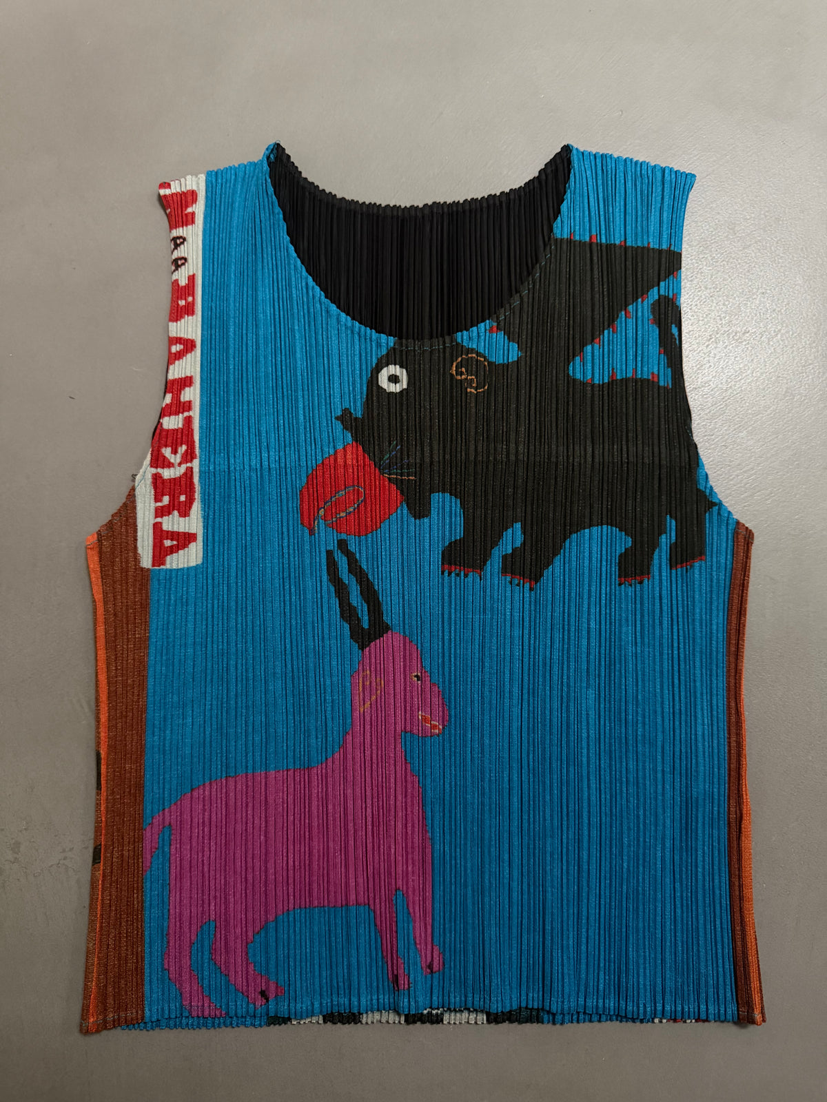 Issey Miyake Pleats Please AW99 Animal Folk Art Sleeveless Top - L (4)