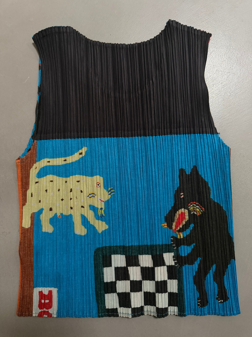 Issey Miyake Pleats Please AW99 Animal Folk Art Sleeveless Top - L (4)