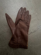 Gucci Tom Ford Vintage Brown Leather & Suede Micro GG Canvas Silk Lined Gloves with Buckle Accent - XS